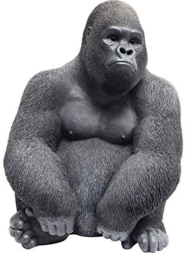 Kare Design Deko Figur Monkey Gorilla, Schwarz, Deko Objekt, Gorilla Motiv, handbemalt, Unikat, 39x30x28 cm (H/B/T)