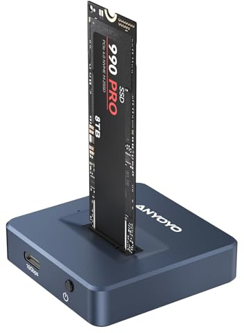 M.2 NVMe Docking Station, ANYOYO 10Gbps NVMe Dockingstation für M/B&M Key SSD, Werkzeuglos USB 3.2 Gen 2 NVMe Gehäuse USB C M.2 SSD Gehäuse für 2230 2242 2260 2280