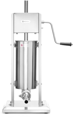 HENDI Wurstfüllmaschine, Wurstfüller, Wurstpresse, Wurstmaschine, Inkl. 4 Füllrohre Edelstahl, Durchmesser: 16/22/32/38 mm, 5L, 300x340x(H)690mm, Edelstahl