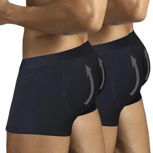 ARIUS Förpackning med 2 boxershorts med ryggstoppning för att öka volymen och storleken på rumporna – underkläder med dynor för män – vadderade rumpor