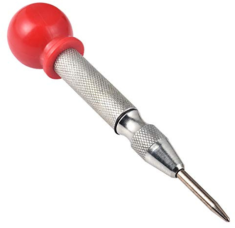 KATUR Automatic Center Hole Punch, Marker Scriber Window Puncher Breaker Tool with Cushion Cap and Adjustable Impact (5.11 Inch, Silver)