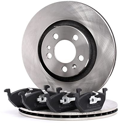 RIDEX 3405B0358 Juego para eje Kit de discos de freno y pastillas Delantero sin tornillos compatible con VW Polo V Hatchback 6R1, 6C1