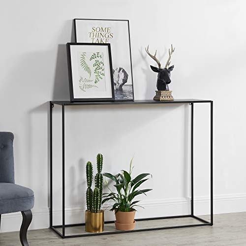 [en.casa] Konsolentisch Malvarrosa Beistelltisch 92x115x32 cm Wohnzimmertisch Industrie-Design Metall Schwarz