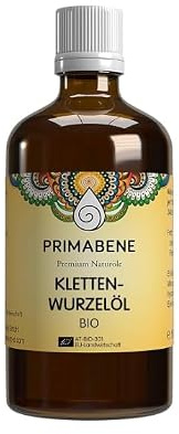 PRIMABENE - Klettenwurzelöl - 100ml - Für Haare & Kopfhaut - Hochwertige Pflege & intensiver Glanz - 100% vegan und Bio - Ohne Zusatzstoffe - Frei von Duftstoffen & Mineralölen