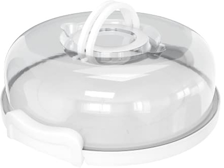Top Shelf Elements Pie, Cheesecake Carrier for up to 10 in x 4 1/2 in cake. Two Sided Fashionable Stand Doubles as Five Section Serving Tray Perfect Taker Caddie for Travel (White)