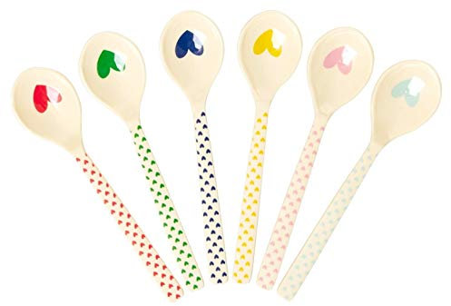 Rice Teelöffel - 6 Stück - Hearts Print - mit Herzen - Melamin