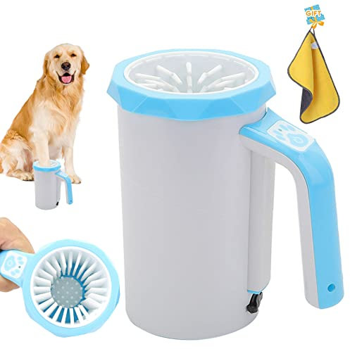 Haustier Pfotenreiniger, Hunde Fuß Waschener,Automatisch Hunde Pfote Reiniger,Tragbare Weiche Silikonmassage Hundebürsten Für Große Und Normale Hunde Mit Handtuch,Blau