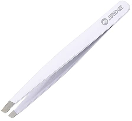 Pinzas para cejas - pinzas de acero inoxidable Eliminación de precisión de vello facial, vello encarnado y removedor profesional de espinillas y garrapatas para hombres y mujeres (Blanco)