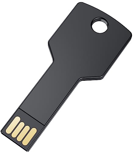 Uflatek 128GB USB Stick Schlüsselform Speicherstick USB 2.0 Flash Laufwerk Schwarz Tragbar Flash Drive Wasserdicht Memory Stick Schlüssel Pendrive Kreativ Flach Datenspeicher Gutes für Geschenk