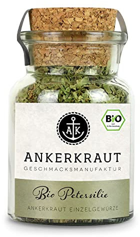 Ankerkraut BIO Petersilie, getrocknet zum Streuen, 15 g im Korkenglas, Kräuter für Kartoffel Eintopf Fleisch, Finisher-Gewürz zum Kochen