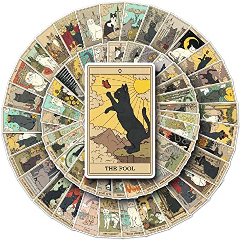 78Pcs Tarot Stickers Laptop Water Bottle Car Scrapbook Skateboard Luggage Astrology Divination Stickers Vinyl Waterproof Aesthetic Stickers Graffiti Decals for Children Teens Adults