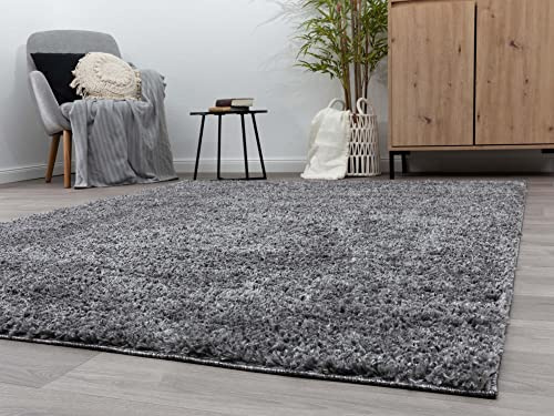 Steffensmeier Hochflor Teppich Vaasa | Shaggy Langflor Teppich | Wohnzimmer, Schlafzimmer, Grau, Größe: 120x170 cm