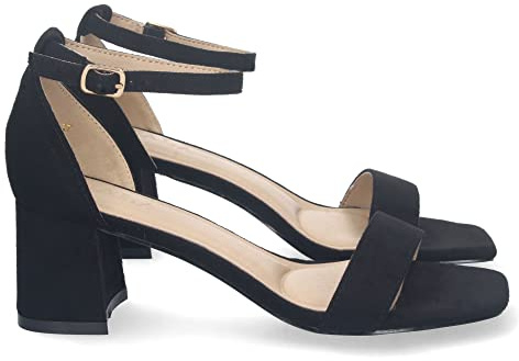 shoes&blues.es Sandalia de Tacon para Mujer, Comoda, con Pala Fina, y Cierre Ankle Strap de Hebilla, Primavera Verano 2023