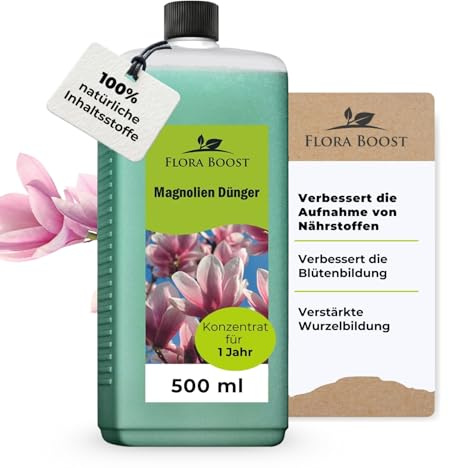 Flora Boost Magnolien Dünger 500ml, Flüssigdünger | Blatt- & Wurzeldünger für bis zu 100L Gießwasser, Blüten Dünger für Magnolien, 100% natürlicher Pflanzendünger