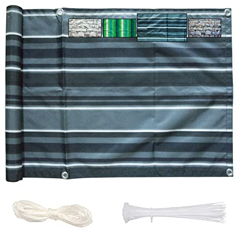 Privacy Screen Balcony 50 x 800 cm Balcony Cladding Weatherproof for Garden Fence Balcony Railing Patio Outdoor Opaque 100% Privacy Weatherproof UV Protection Tear-Resistant with Eyelets Nylon Cable