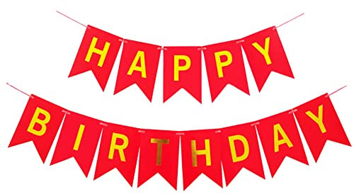Rote Wimpelkette Happy Birthday, Buchstaben, Geburtstagsbanner, Partyzubehör