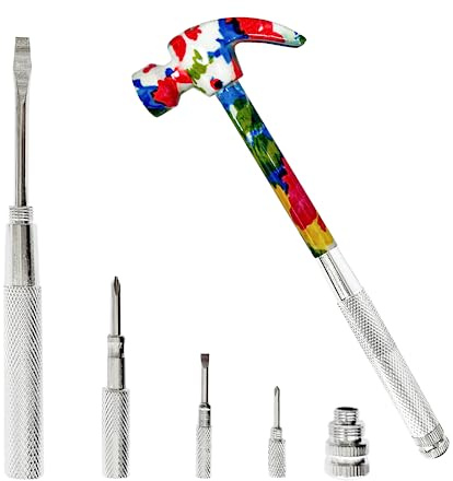 6 in 1 Flower Hammer & Screwdriver Tool, All In One Screwdriver Hammer Tools Set, Best Gift for Birthday Valentine's Mother's day Christmas Thanksgiving Halloween