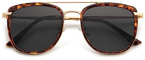 SOJOS Retro Aviator Square Polarized Sunglasses For Women Men,Vintage Women's Sun Glasses Shades UV400 SJ2180 with Tortoise Grey Lens