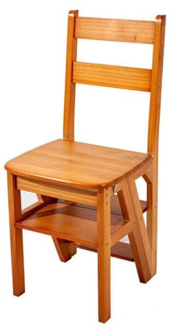 Wooden Folding Library Ladder Chair for Library, Modern Foldable 4-Step Stool Dual Purpose Stepladders, Display Stand and Flower Stand, Multifunctional Step Stool, for Indoor Outoor (Color : Walnut)