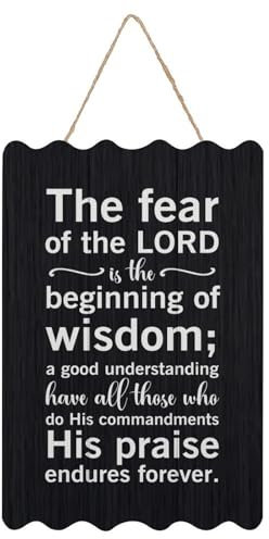 Willkommensschild The Fear of the Lord Is The Beginning of Wisdom, Holzschild mit Zitat, rustikale Holzschilder für Schule, Kindergarten, Klassenzimmer, Haustür, Veranda, Tor, Heimdekoration,