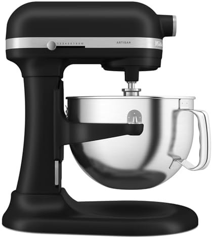 KitchenAid Robot da Cucina - Artisan - Robot da cucina multifunzione con ciotola sollevabile - Con 5 accessori - 5,6L - Nero opaco