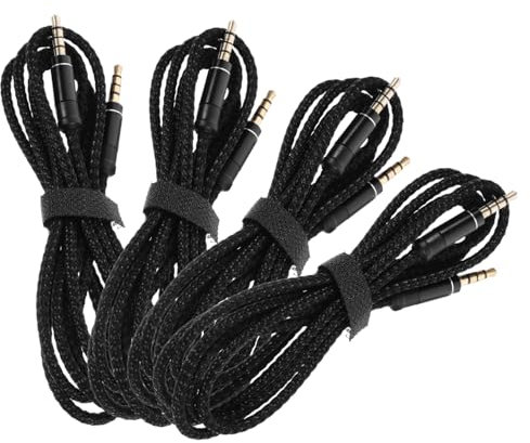 Gadpiparty Cavo Nero Jack Maschio-maschio 3,5mm e Audio in Nylon Stereo 4 Pezzi Trasmissione del Segnale per Dispositivi Presa Cuffie