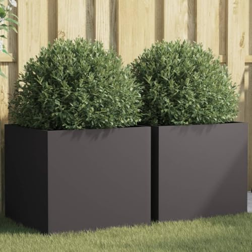vidaXL Pflanzkübel Schwarz 49x47x46 cm Stahl