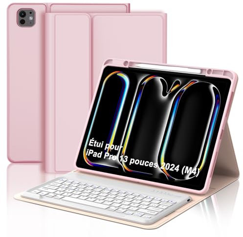 AVNICUD Clavier Bluetooth pour Tablette iOS/Android/Windows, Clavier sans Fil Léger Fin Keyboard pour iPad Air 13/Pro 12.9, Samsung Galaxy/Xiaomi/Redmi Pad, AZERTY Layout, Blanc