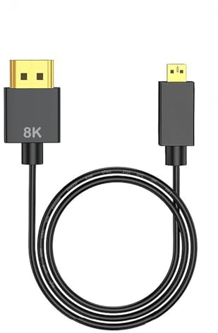 SkyeySnail 1.5m / 4.9ft 8K HDMI Cable High Speed 48Gbps, Type A to D, Micro HDMI 2.1, Ultra Thin, Hyper Super Flexible Slim Cord,Diameter<3.6mm, eARC, for PS5, Xbox One,GH5S, 8KUHD TV, Camera