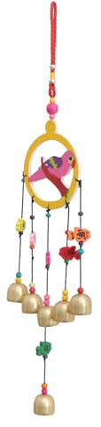 Carillons éoliens，Carillon éolien pour l'extérieur Décoration murale suspendue en bois, 1 pièce, perroquet, porte suspendue, ornement de père noël, fleur, ornements de père noël, pendentif en métal fo