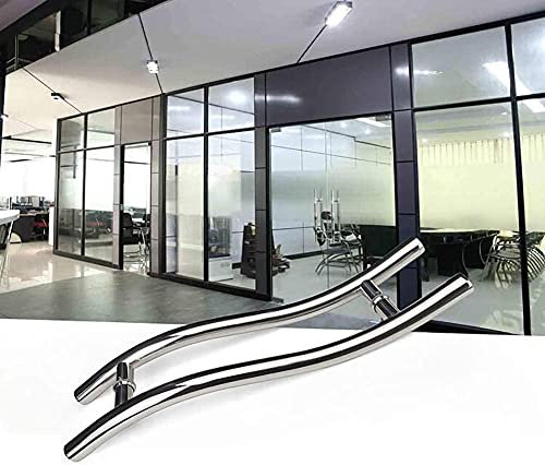 Türgriffsets, robuster S-förmiger Türgriff aus gebürstetem Edelstahl, Push-Pull-Glastürgriff, beidseitiger Glasschuppen-Schranktürgriff aus Holz, für gewerbliche, private und Fledermäuse