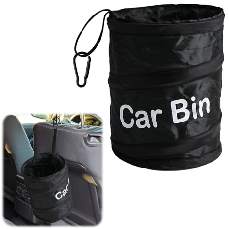 Car Bin with Hanging Hook, Portable Collapsible Car Trash Can Foldable Water Resistant Car Rubbish Bin for Front Back of Car Garbage Litter Storage and Collection Keeping Car Auto Motor Tidy