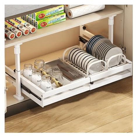Genérico ArmarioArmarioDebajo del Fregadero Estante para Fregadero Base Gabinete Organizador de Cocina Base Gabinete Fregadero Base Gabinete Organizador Fregadero Gabinete (Color: Blanco de una Sola