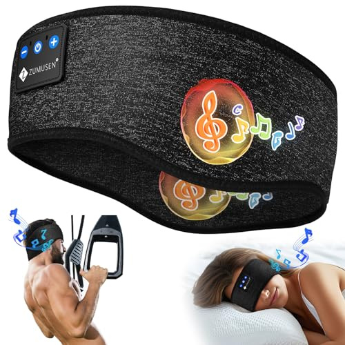 ZUMUSEN Schlafkopfhörer Stirnband Bluetooth, Kabellose Sportkopfhörer mit ultradünnen HD-Stereolautsprechern, perfekt zum Schlafen,Training,Joggen,Yoga, Schlaflosigkeit, Flugreisen, Meditation