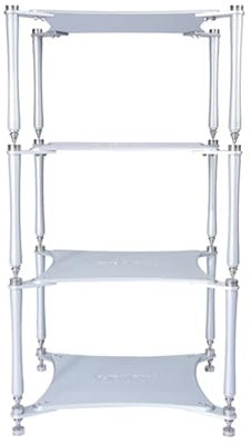 GUAWJRZDP Rack Hi Fi In Alluminio, Rack Audio con Colonne In Acciaio Inossidabile, Mobile Stereo Hi Fi Rack Hi Fi con Piedini Ammortizzanti, 2 Metodi Di Connessione, Cabinet Audio Hi Fi(Silver,4-tier)