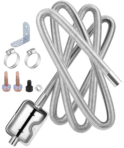 Fentar 300CM Diesel Heater Exhaust Pipe, Stainless Steel Exhaust Pipe, Flexible Car Exhaust Tubing, Anticorrosive Car Heater Gas Vent Hose, Denoise Diesel Heater Accessories with Muffler Hose Clips