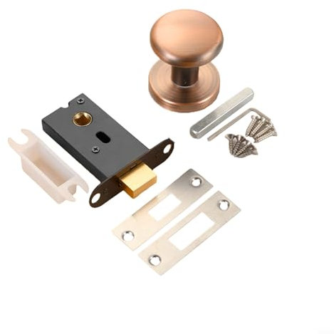 Verrou de porte intérieure avec design invisible - Serrure latérale unique pour une meilleure sécurité de la maison (rouge ancien)