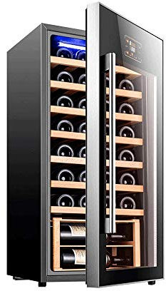 Termostato electrónico para enfriador de vino doméstico, 32 botellas Enfriador/enfriador de vino tinto/blanco independiente, 8-18 °C/Refrigerador de funcionamiento silencioso/Control de temperatura tá