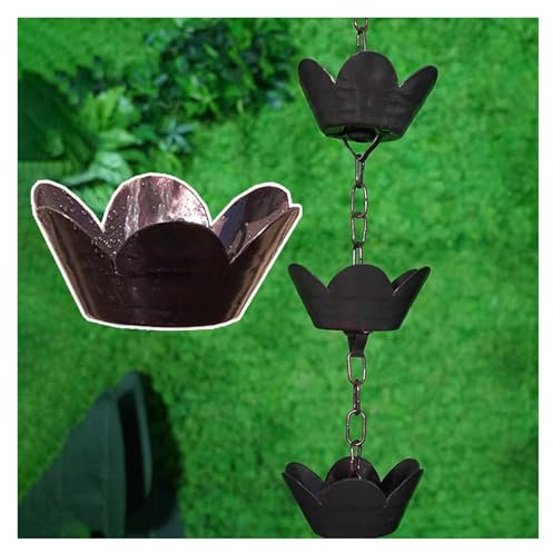 YAYREC Regenketten，regenablaufkette， Regenketten for draußen, dekorative Regenfängerkette aus Metall mit Haken, austauschbares Dachrinnen-Fallrohr for Zuhause(3m/9.2ft)
