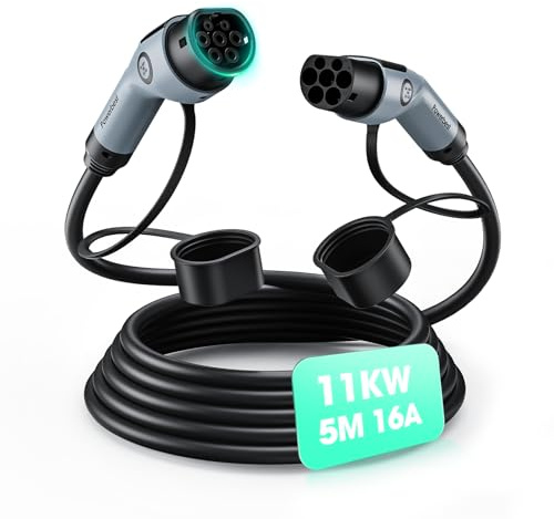 POWERBESR Typ-2-Ladekabel, 11KW 5M 16A Dreiphasiges E-Auto-Ladekabel