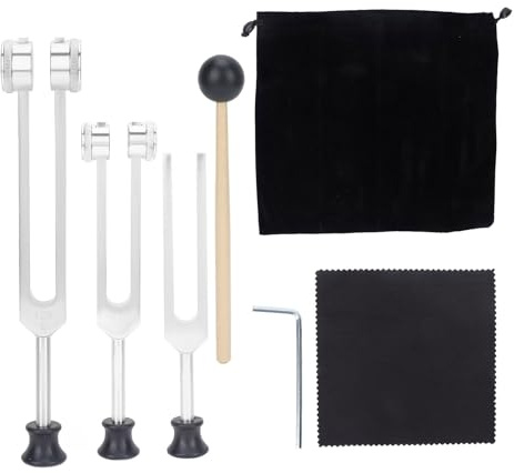 KooingTech Tuning Forks for Healing, 128Hz, 256Hz, 512Hz Tuning Fork, Tuning Fork Set Frequency Healing Devices Body Weighted Tuning Forks for Yoga Sound Reliever Stress Musical (Sliver)