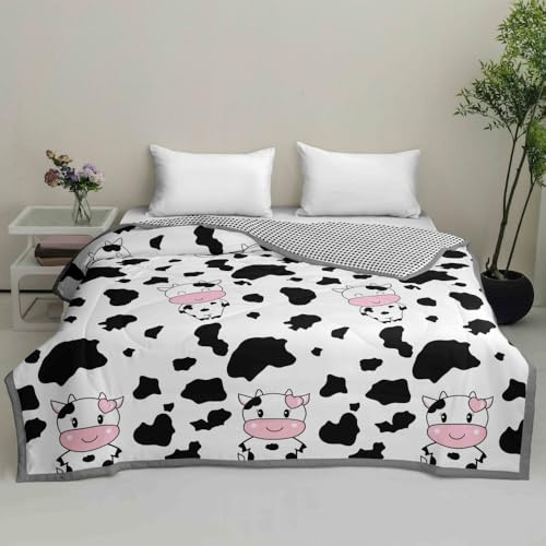 DOTBUY-SHOP Colcha Boutí, Cubrecama Suave Ligero y Transpirable, Cama Multiusos para Primavera y Verano Colchas para Cama 90/120/150/180/200/220 (Vaca lechera,150x200cm)