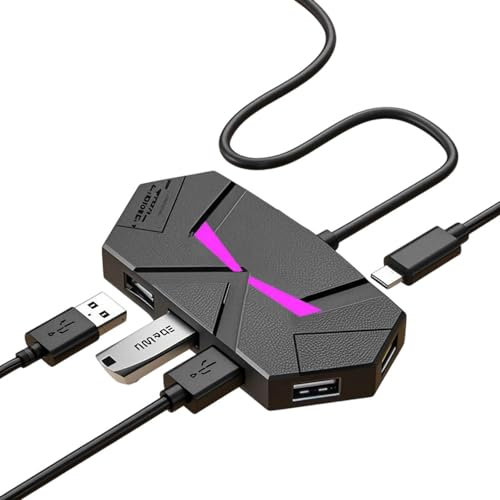 Multiport USB2.0 Expansion Adapter 7 Port USB Splitter Expansion Dock With Color LED Lighting For Computer Peripherals