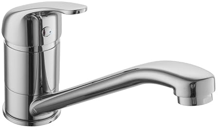 sanicomfort Küchenarmatur ROM chrom – Spültischarmatur mit Einhebelmischer, 360° schwenkbar – Wasserhahn Küche aus Messing – Armatur für Spüle, modern & langlebig, Niederdruck