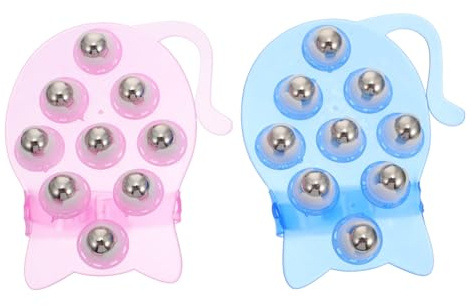 DEARMAMY Neun Perlen Massagegerät Katzenförmig mit 9 Kugeligen Metallrollen Handgriffdesign aus Pvc und Pom für Nacken und Beine zur Durchblutungsförderung und Schmerzlinderung