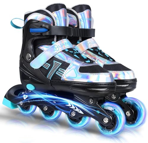 Adjustable Inline Roller Skates-Blades Roller Skates for Girls and Boys,ABEC 7 Bearings, High-Rebound PU Wheels, Aluminium Chassis, for Outdoor, Indoor, Children, Adults