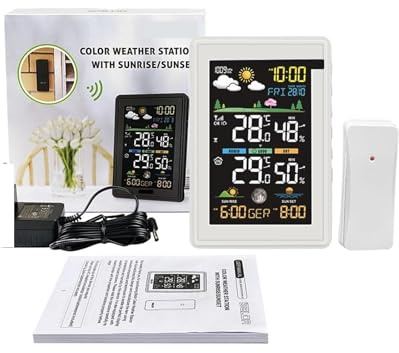 Estación meteorológica inalámbrica a Color, reloj despertador, Monitor Digital de temperatura y humedad, barómetro, pronóstico, tendencia, fase lunar, -40 ℃,Predecir con precisión(P)