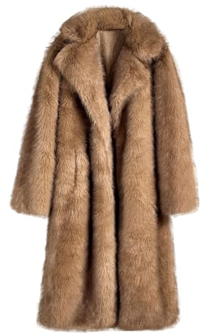 DorkasDE Damen Pelz Mantel Fellmantel Kunstpelz Jacke Lang Warm Winterjacke (DE/NL/SE/PL, Alphanumerisch, S, Regular, Regular, Braun)
