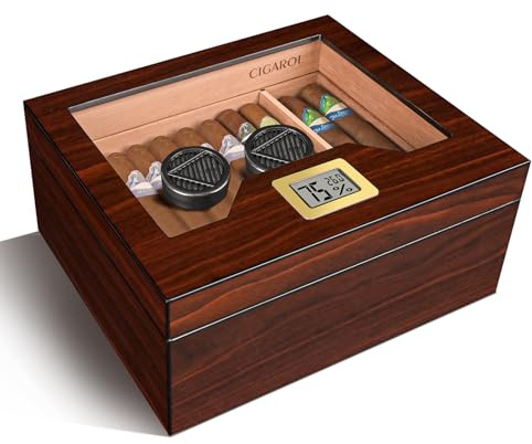 Volenx Cigar Humidor Brown 50-55 for Cuban Cigars Desktop Cedar Wood Lined