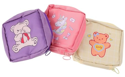 IWOWHERO 3 Stück Teiliges Period Pad Pouch mit Großem Fassungsvermögen Tragbare Wiederverwendbare Tampon Aufbewahrungstaschen für Damen Hygienische Slipeinlagen Tasche für Schule Arbeit